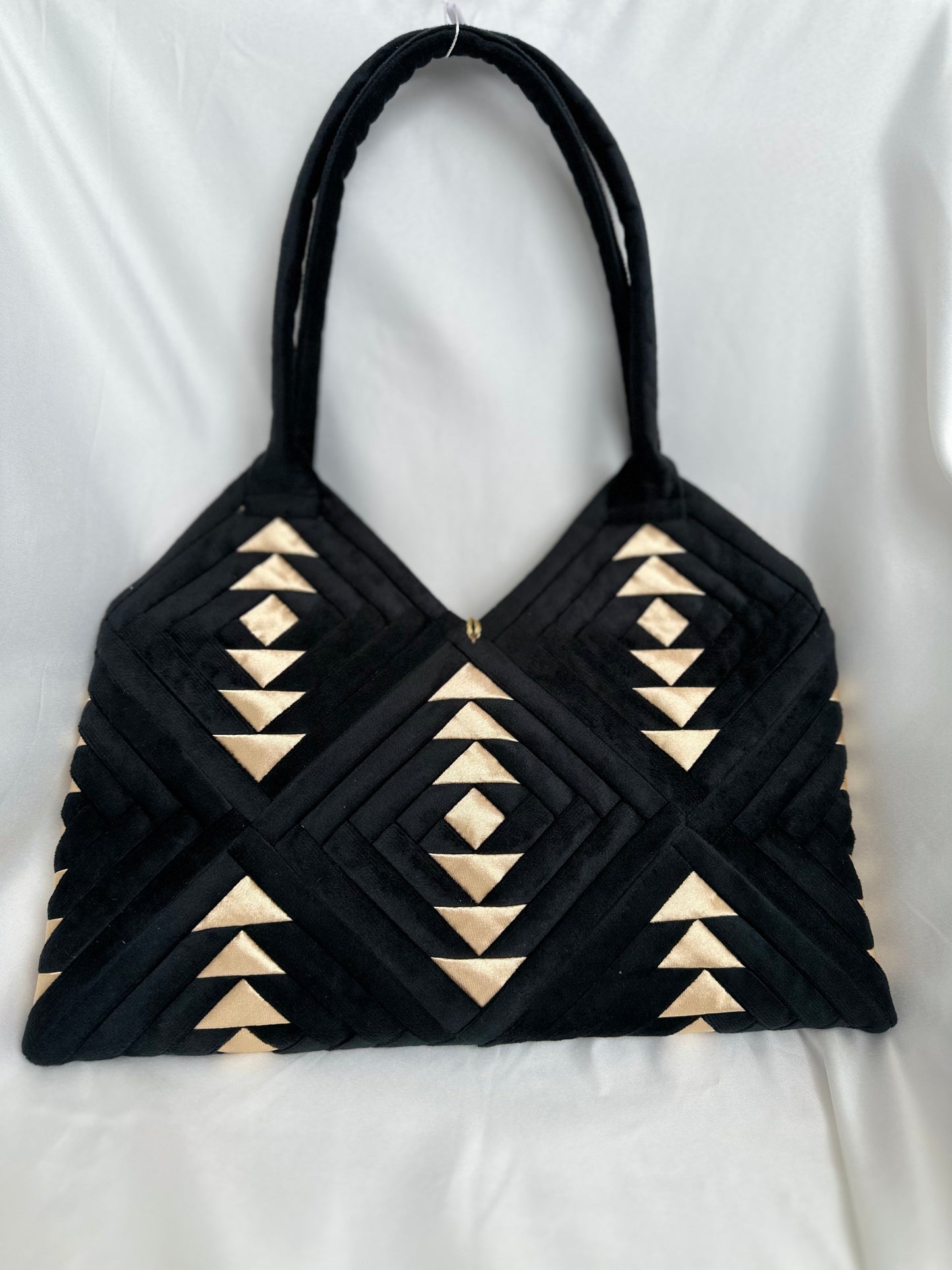 "Amora"  handmade patchwork  handbag in Black Onyx